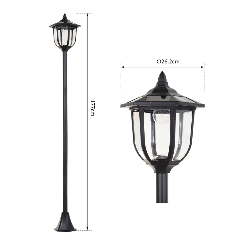 Tall Solar Garden Post Light With LED Lantern For Outdoor Pathways And Driveways