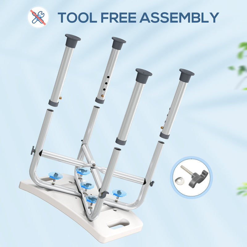 Adjustable Height Shower and Bath Stool with Aluminium Frame for Elderly Support, Grey