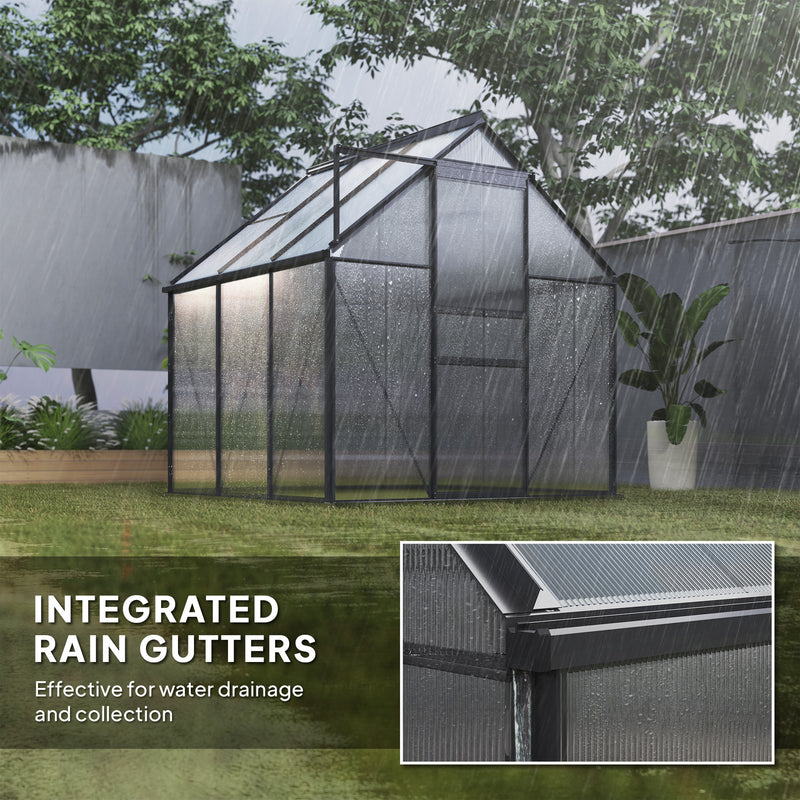 Walk In Polycarbonate Greenhouse 190 x 190 cm Grey for All-Season Gardening by Outsunny