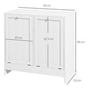 Double Laundry Hamper Cabinet with Tilt Out Baskets for Bathroom or Bedroom Storage White