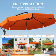 Orange 2.7m Cantilever Garden Parasol with Adjustable Crank Arm by Outsunny
