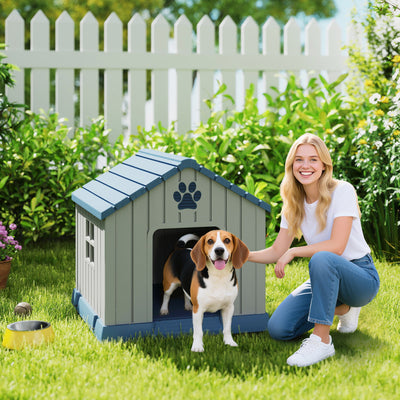 Waterproof Outdoor Dog Kennel for Medium Dogs Ideal for Garden and Patio Use Grey