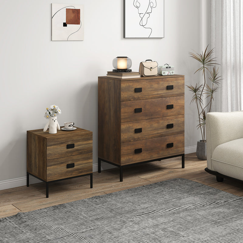 Bedroom Storage Set with Chest and Bedside Table for Organised Clothes and Essentials Coffee