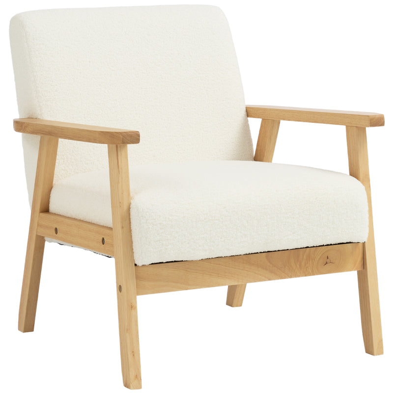 Wide Sherpa Fleece Accent Chair for Comfortable Lounging in Living Room or Bedroom Cream White