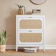 Shoe Storage Cabinet for Narrow Hallways with 2 Flip Drawers and Adjustable Shelves White Oak 80 x 24 x 95.5 cm Homcom