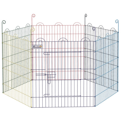 Six Panel Pet Playpen with Door for Indoor and Outdoor Use Easy Setup, Black