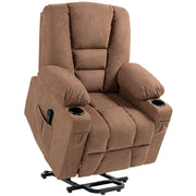 Electric Riser Recliner Chair With Remote Control And Cup Holder For Elderly Comfort Brown