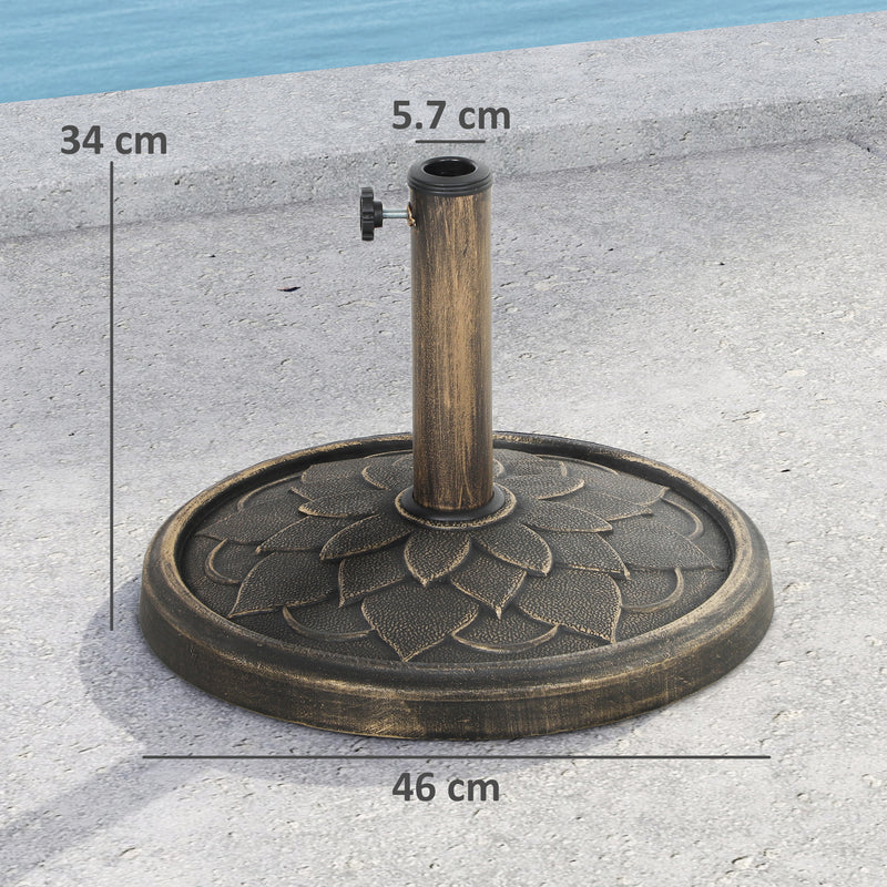 12kg Bronze Round Parasol Base Heavy Duty Resin Umbrella Stand for 32-48mm Poles by Outsunny