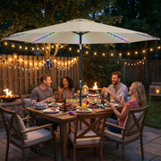 LED Garden Parasol with Adjustable UPF 50+ Shade and Solar Lighting for Day and Night Use Outsunny