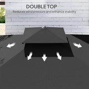 Black 2.5m Cantilever Garden Parasol with Ruffled Double Top and Cross Base by Outsunny