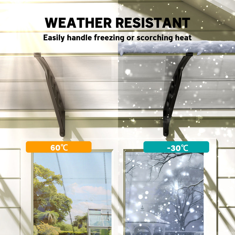 Wall Mounted Front Door Porch Canopy Rain Shelter With Durable PC Roof 303 x 96cm Clear