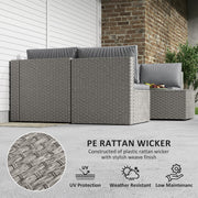 Grey 7 Seater Modular Rattan Garden Furniture Set with Cushions