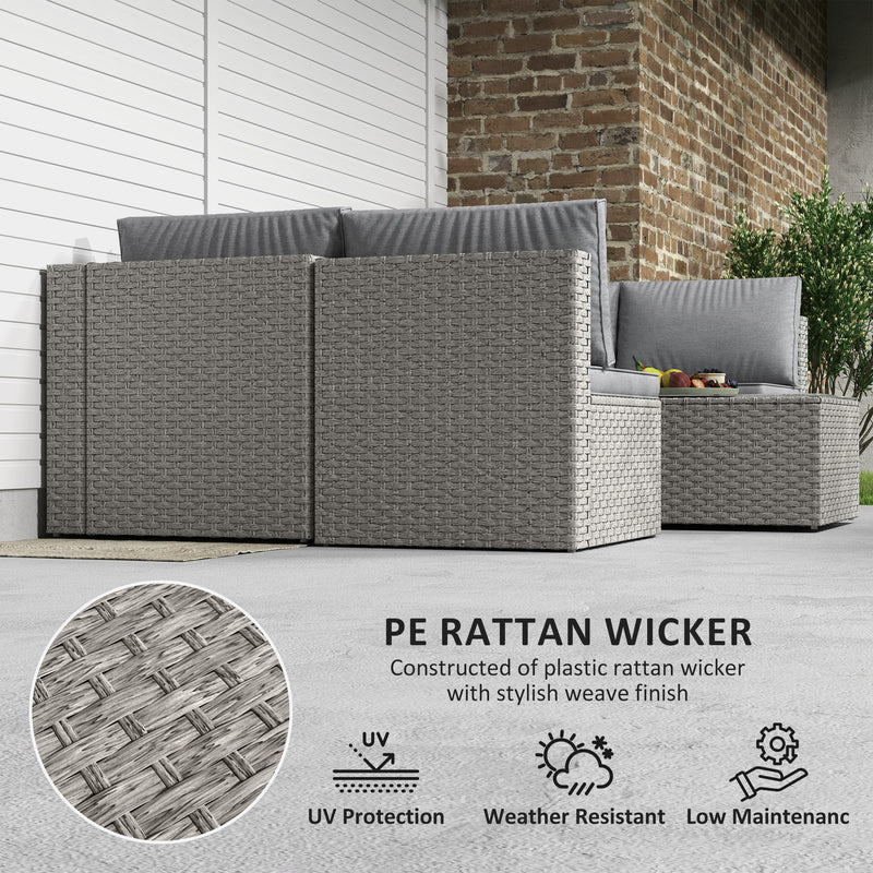 Grey 7 Seater Modular Rattan Garden Furniture Set with Cushions