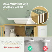 Retro Bamboo Under Sink Cabinet With Cut Out Doors Ideal For Bathroom Storage