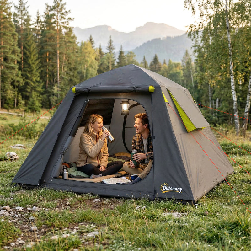 2 Person Waterproof Camping Tent with Spacious Interior and Easy Setup Grey Green
