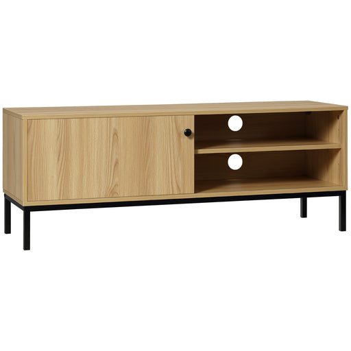 50 Inch TV Stand with Sliding Door Storage Wood Effect by HOMCOM