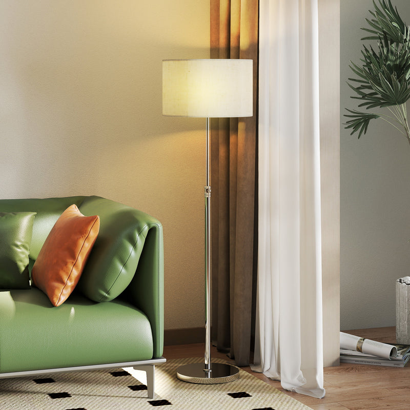 Adjustable Floor Lamp with Remote Control for Easy Reading and Relaxing Lighting Silver Beige