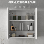 Wall Mounted Bathroom Mirror Cabinet With Double Doors And Shelves Waterproof White