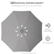 Light Grey 265cm Garden Parasol With LED Lights for Shaded Outdoor Seating