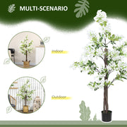 Set of 2 Artificial Honeysuckle Plants in Pots for Home or Garden Decor White