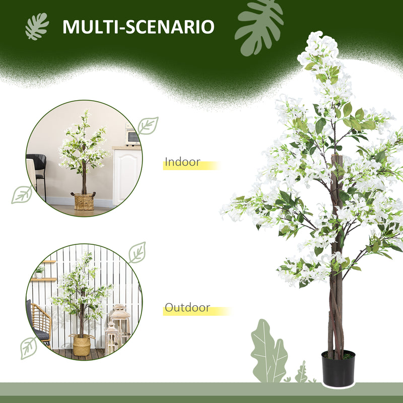 Set of 2 Artificial Honeysuckle Plants in Pots for Home or Garden Decor White