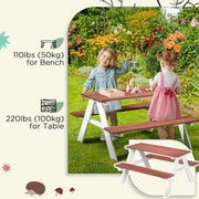 Outsunny Kids Picnic Table, Wooden Table and Bench Set, Kids Garden Furniture for Patio Aged 3-8 Years Old, Brown AOSOM