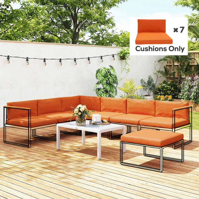 Rattan Furniture Replacement Cushion Set for 7 Seat Garden or Dining Set Orange