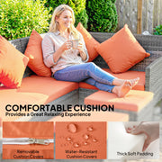 4 Seater Rattan Garden Sofa Dining Set with Cushions and Table for Family Gatherings, Mixed Grey/Orange Outsunny