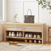 Shoe Storage Bench with Drawers and Cushioned Seat for Organised Hallways Oak and Cream Homcom
