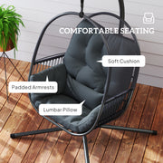 Dark Grey Hanging Egg Chair with Stand and Cushions for Garden or Indoor Use by Outsunny