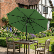 Garden Parasol with Adjustable Tilt and Three-Tier Ventilated Canopy for Cool Shade Green Outsunny