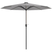 Light Grey 265cm Garden Parasol With LED Lights for Shaded Outdoor Seating