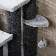 4 Step Cat Stairs with Scratching Posts Platforms and Hanging Toy for Indoor Use, Grey