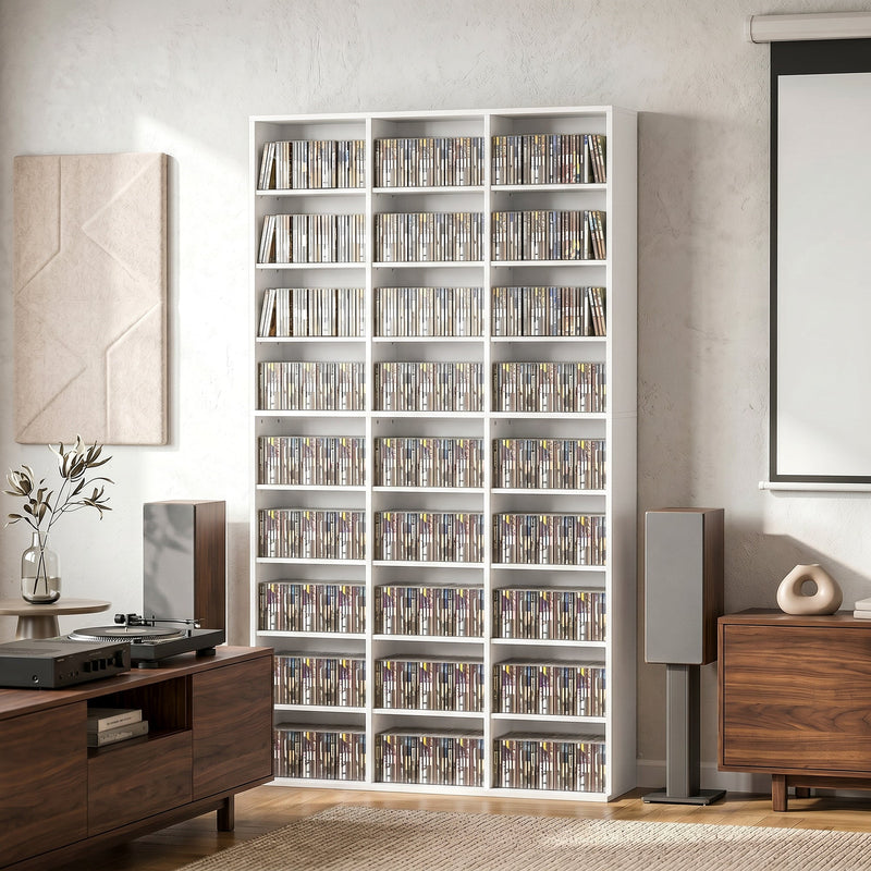 Tall Slim Media Storage Shelf White - image 2