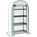 4 Tier Mini Greenhouse with Shelves for Outdoor Gardening and Plant Protection White