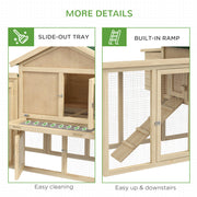 Large Wooden Chicken Coop With Run and Nesting Box for Garden Poultry, Natural Wood Finish