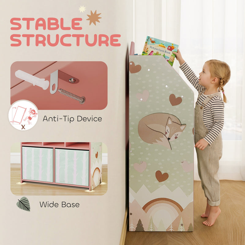 Kids Toy Storage Shelf with Book Display and Drawers for Easy Organisation Pink AOSOM