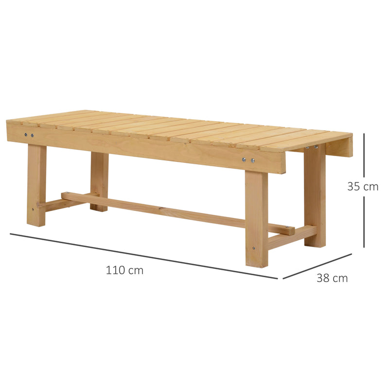 2 Seater Wooden Garden Bench Set for Patio or Indoor Use with Sturdy Fir Wood Frame, Natural