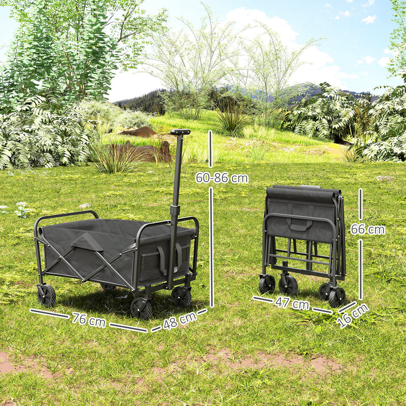 Heavy Duty Folding Festival Trolley With Adjustable Handle For Camping And Beach, Grey
