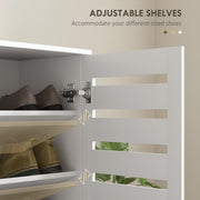 Shoe Storage Cabinet with Five Adjustable Shelves and Ventilated Doors White AOSOM