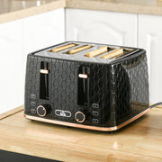Black 4 Slice Toaster 1600W With 7 Browning Levels and Removable Crumb Tray by HOMCOM