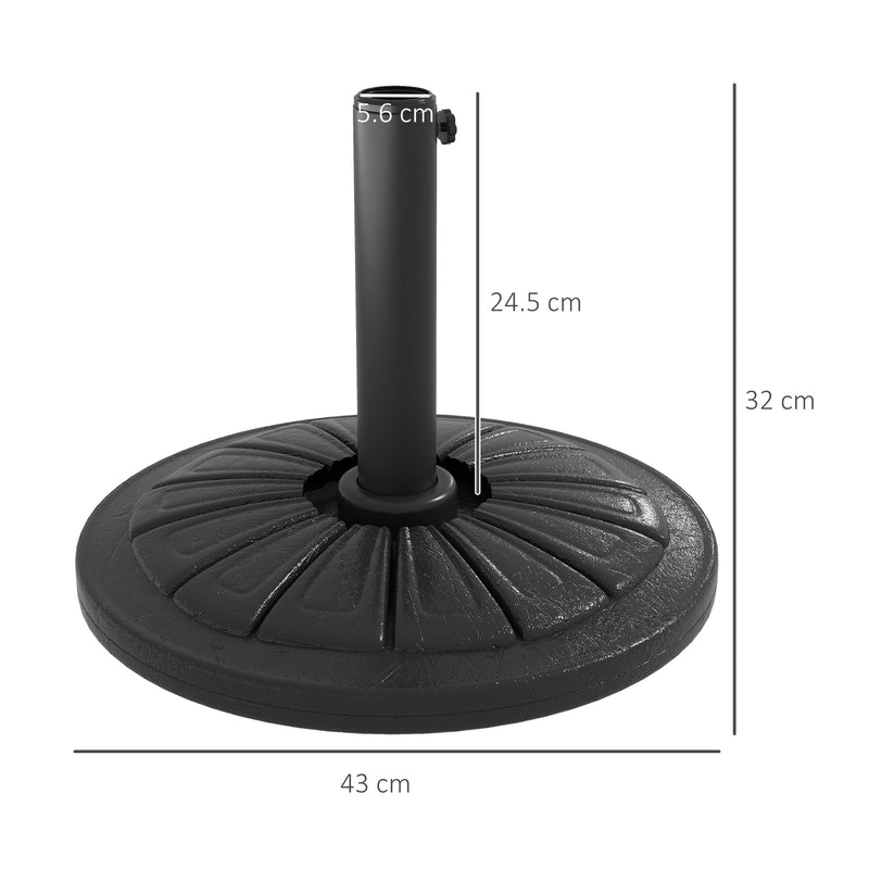 13kg Weighted Patio Umbrella Stand for Stable Garden Shade, Fits 38-48mm Poles, Black Outsunny