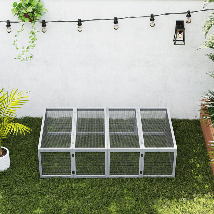 Grey 6ft Wooden Rabbit Hutch with Wire Mesh Openable Roof and Outdoor Play Space by PawHut