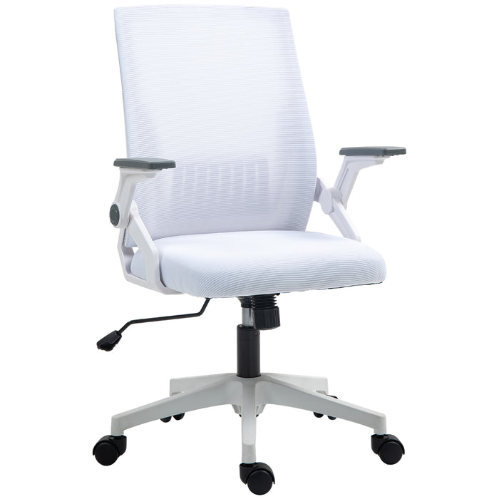 White Mesh Swivel Office Chair with Lumbar Support Ergonomic Design by Vinsetto