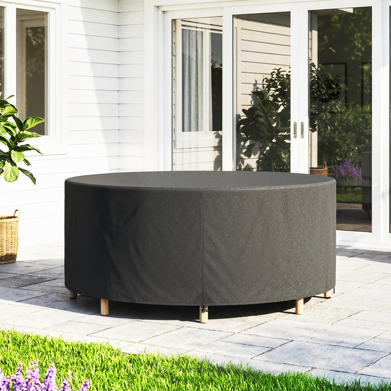 Round Garden Furniture Cover for Patio Table and Chairs Waterproof Black
