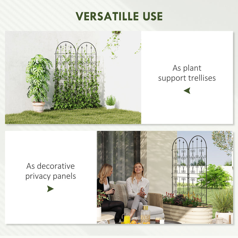 Set of 2 Metal Garden Trellis Panels for Climbing Plants Flowers and Vines 150 x 50 cm by Outsunny