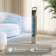 Tower Fan for Small Rooms with Quiet Operation and Remote Control Grey AOSOM