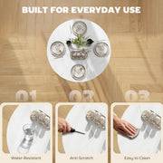 Folding Dining Table with Storage Shelf for Small Spaces on Wheels White Marble AOSOM