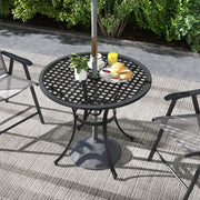Round Aluminium Garden Table with 50mm Parasol Hole Ideal for Outdoor Dining