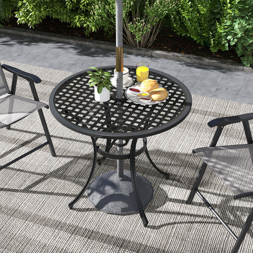 Round Aluminium Garden Table with 50mm Parasol Hole Ideal for Outdoor Dining